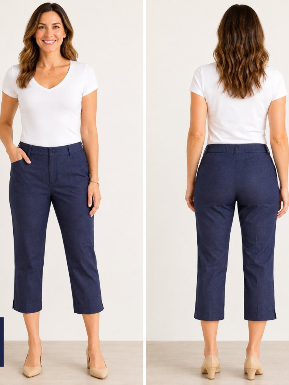 Mario Serrani Italy Navy Cropped Dress Pants Women's Size 6
